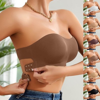Women's Stretchy Bandeau Top Wireless Seamless Comfort Padded Strapless Bra