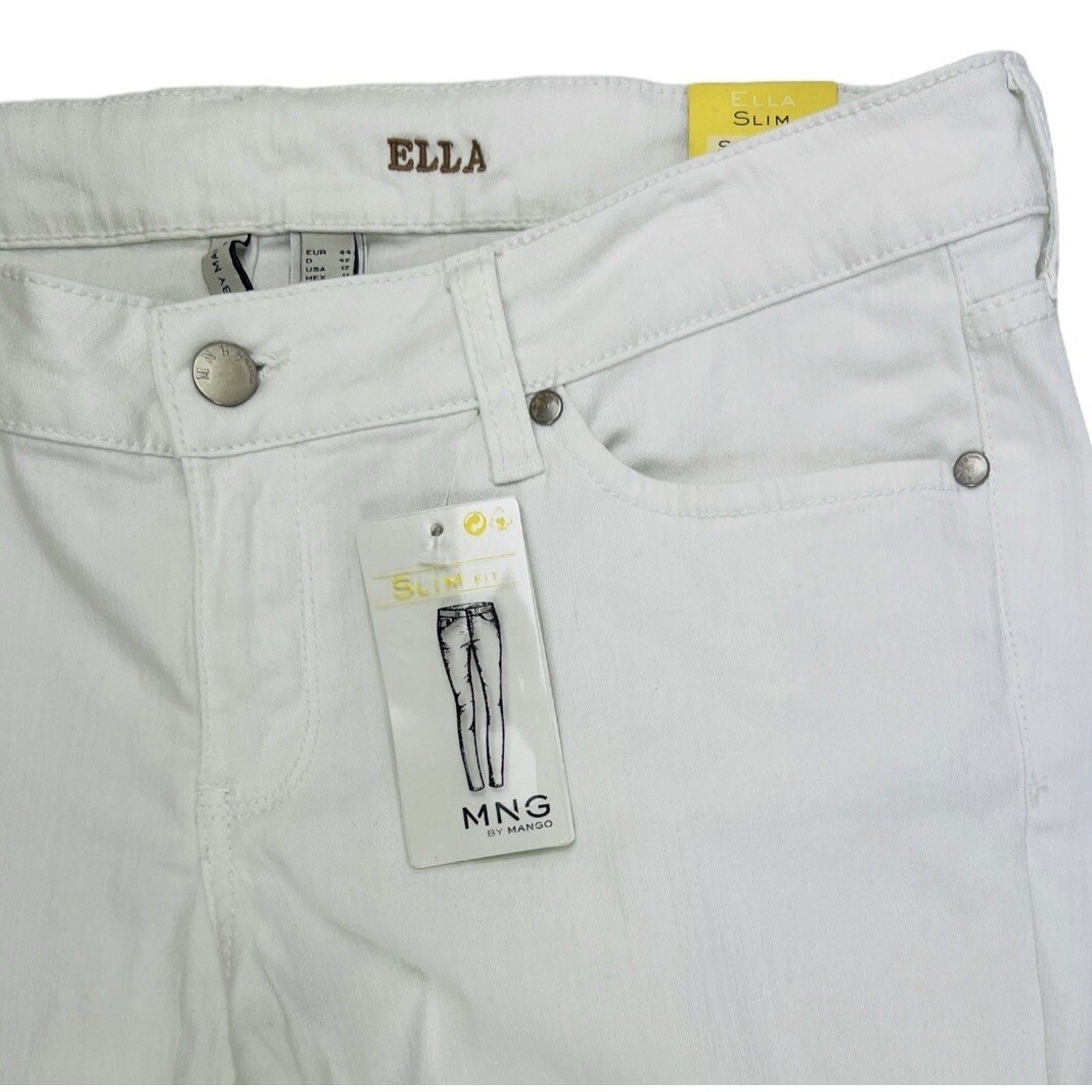 NEW MNG by Mango Ella Jeans Womens 12 White Slim Fit Low Rise thumbnail 4