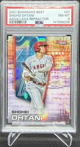 2021 Bowman's Best - Shohei Ohtani #67 Aqua Lava Refractor /199 - PSA 8
