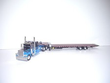 DCP FIRST GEAR 1/64 BLACK BLUE PETE 389 SLEEPER W/T LANDOLL 440B 2 AXLE TRAILER