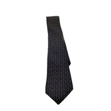 HERMES Neck tie Black Silk Logo japan seller N0212 05 Made in France