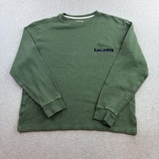 Lacoste Sleepwear Shirt Mens Large Green Waffle Knit Long Sleeve Pajama Top