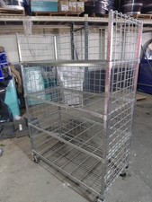 Amco Mobile Stainless Security Cage 4 Shelf Cart on Wheels - 48" x 24" x 70"