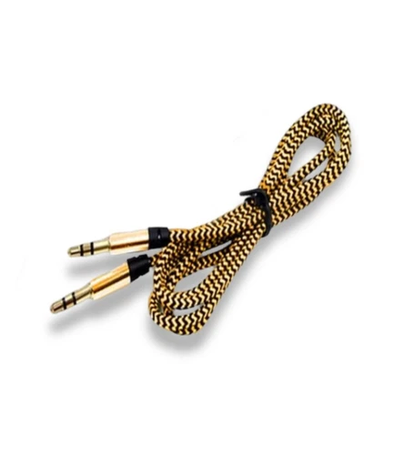 CAVO BESYNC AUX IN AUDIO ORO GOLD JACK ALLUMINIO IN NYLON WIRE MP3 AUTO IPHONE