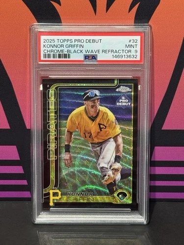 KONNOR GRIFFIN 2025 TOPPS PRO DEBUT CHROME BLACK WAVE PIRATES /10 PSA 9