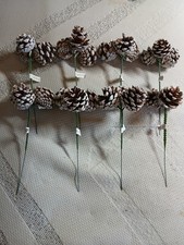 2 Inch Snow Pine Cones w/Wire Picks, 24 Pcs in Trios - Christmas Crafts + Bonus!