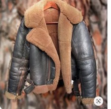 B3 RAF Brown Mens Bomber Flying Aviator Fur Irvin Real Shearling Leather Jacket