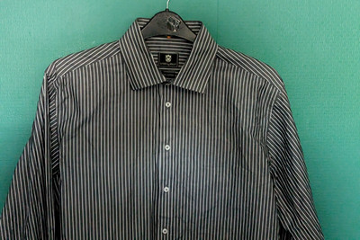 Steel & Jelly Hemd grau & weiß gestreift Oberteil Herren UK Größe XL 'X47