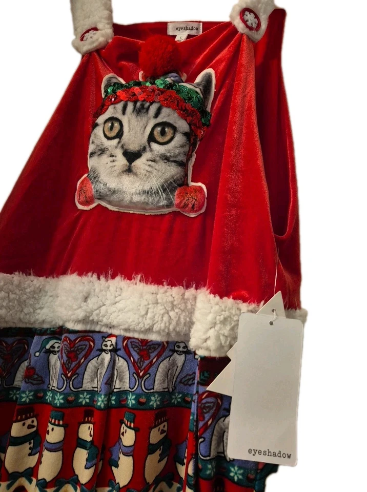 FRED MEYER Sombra de Ojos Feo Navidad Gato Mono Vellón Terciopelo L Etiquetas $70  Foto 2 de 4