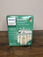 Philips Avent Natural Glass Baby Bottles 8 Ounce Pack of 4 with Anti Colic New
