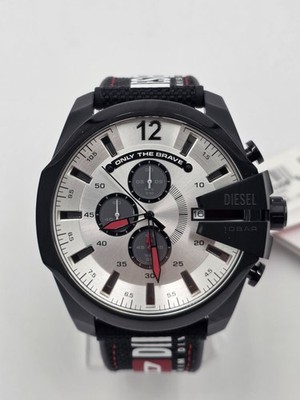 DIESEL CHRONOGRAPH DZ4512 SILVER DIAL BLACK SILICONE STRAP 51MM MENS WATCH