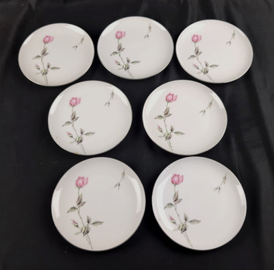 (Set of 7) Sango & Style House Japan China, Dawn Rose  6'' Bread Plates, Pink