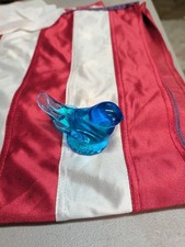 Vintage Mini Blue Bird of Happiness Art Glass Figurine Signed Leo Ward 1989