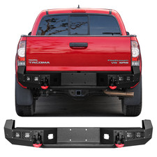 Vijay Offroad Black Steel Rear Bumper With Drings Fits 20052015 Toyota Tacoma