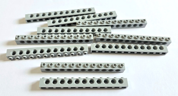 10 StüCk Lego 3895 1X12 Technic Brick Baustein Mit LöChern – Light Bluish Gray-image