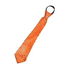 Muloo Shining Sequins Tie Stage Glitter Paillette Adjustable Zipper Orange