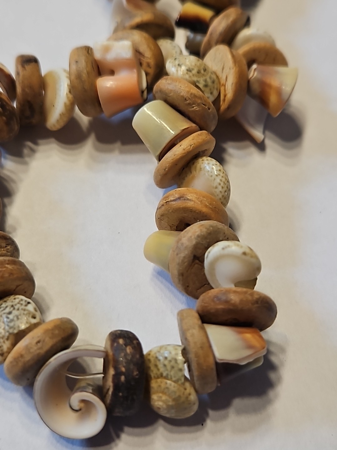 Rose Shell And Small Snail Shells With Wooden Nug… - image 3