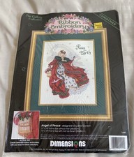 Vtg 1994 Dimensions Angel/Peace on Earth Christmas Ribbon Embroidery Kit 1441