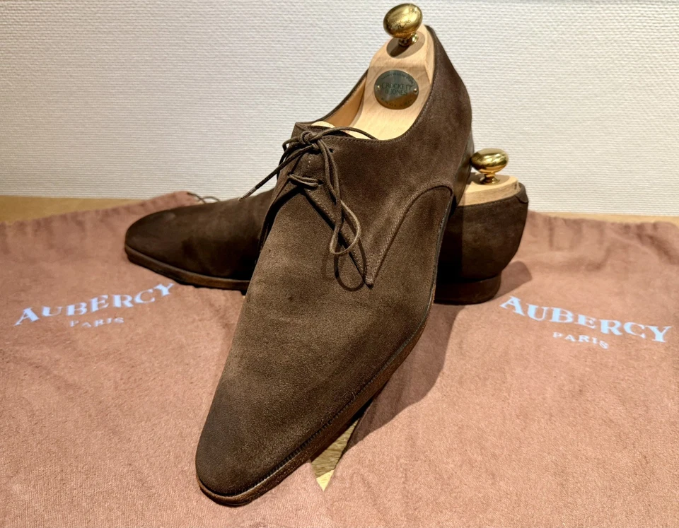 CHAUSSURES AUBERCY DERBY A 2 ŒILLETS MODÈLE ANDRÉ DAIM MARRON 8,5 / 42,5 - Photo 2/4