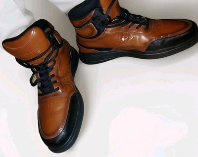 Stacy Adams Red Zone Collection Men's Leather Br/Blk High Top Sneakers Size 9.5M