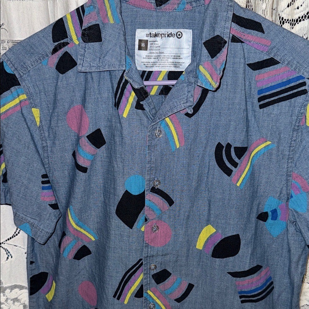 Target pride Multicolor Patterned Button Down Shi… - image 3