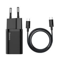 Wall Quick Charger 25W USB-C with usb-c 1m Cable, Black, Baseus