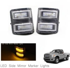 Clear Side Mirror Amber LED Running Signal Lights For 08-16 Ford F-550 SuperDuty