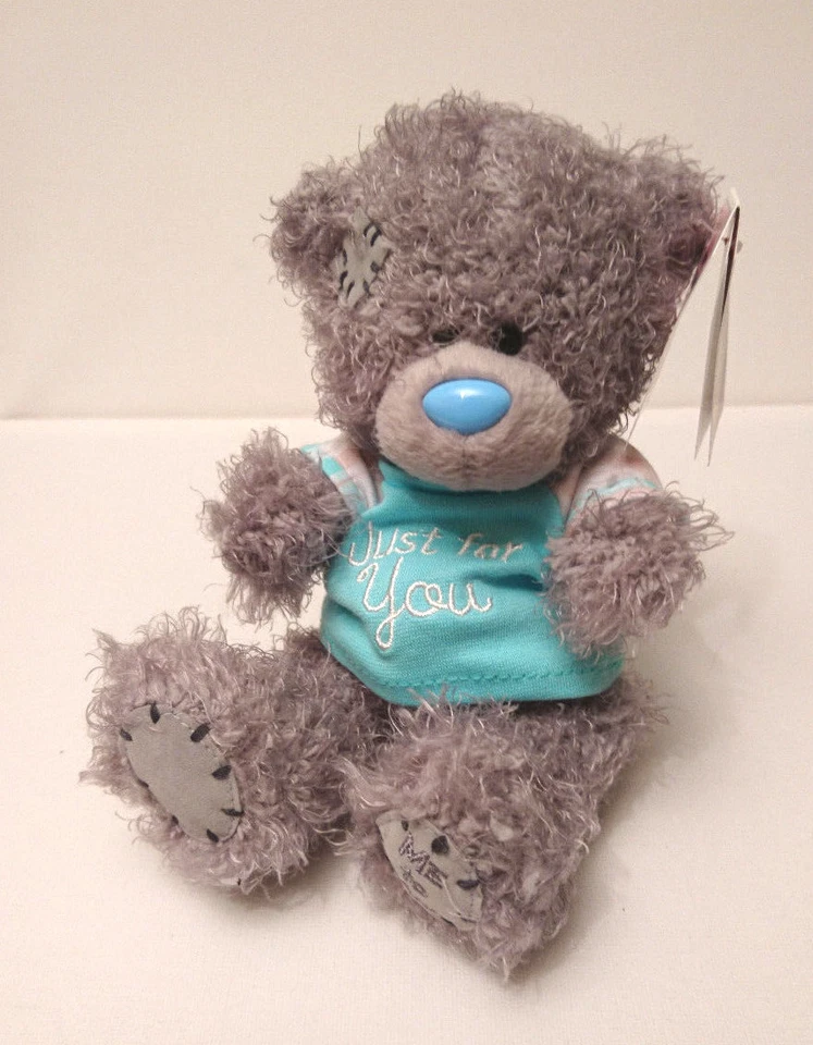 TATTY TEDDY Just For You CELEBRATION CUDDLY BEAR TOY Turquoise T-Shirt PLUSH - Image 2 of 4