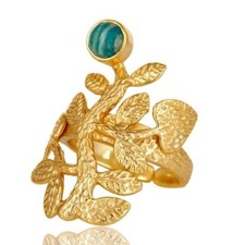 Amazonite 18K Gold Plated 925 Sterling Silver Ring Gemstone Jewelry