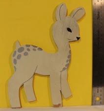 Vintage Painted Wooden Decorative White Deer Spots Cute 1950s 1960s Nursery Art