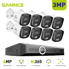 SANNCE 8CH 6MP NVR HD 3MP POE Security Camera System Audio Recording IP Network