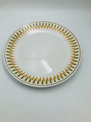 Vtg MCM Melody Empress Ironstone Ware Avocado & Orange Cycle Chop Plate 12 