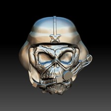 STL File Helmet with skull -  Model for CNC Router Machine