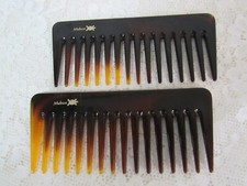 Mebco Vintage Tortoise Shell Wide Tooth Volume Combs 5.5 inches- 2 pc - NOS