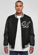 URBAN CLASSICS Men's Big U College Jacket Black Jacket Jacket Jacket