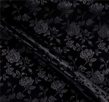 SATIN BLACK BROCADE FLORAL JACQUARD BACKDROP FABRIC WEDDING BY YARD HOME DECOR