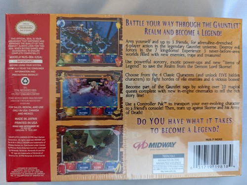 Gauntlet Legends Nintendo 64 N64 Brand New Sealed CiB Complete w/ box protector - Picture 11 of 22