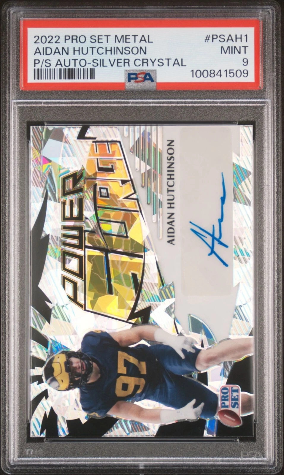 Aidan Hutchinson Leaf Pro Set Metal Power Surge Autographs #PSAH1 Silver Crystal