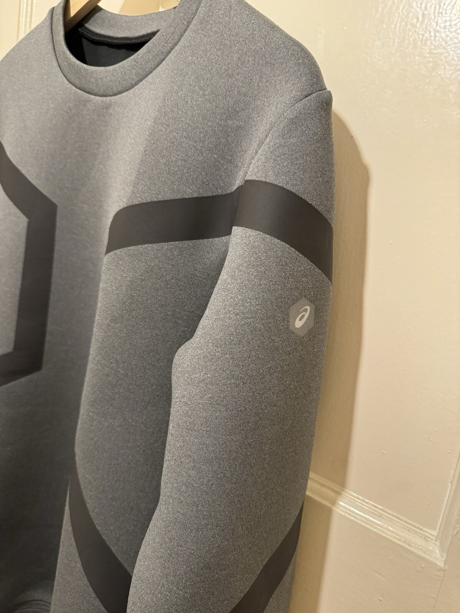 Asics Hexagon Long Sleeve Crew Neck Top Grey Mens Training