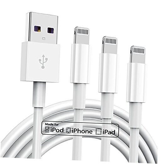 3 Pack Apple MFi Certified Charger Cable 6ft, Lightning to USB Cable 6 ft White