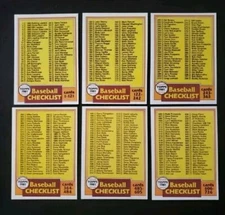 6 1981 TOPPS BASEBALL CHECKLIST SET 31 241 338 446 562 638 COMPLETE EX+ UNMARKED