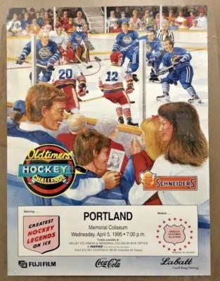 Oldtimers Hockey Challenge 1995 Portland Valley Ice Arena Coca Cola Poster VTG