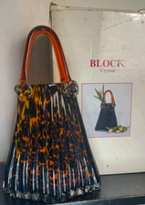 VINTAGE Mouth Blown Leopard Pattern ART GLASS PURSE HANDBAG VASE, New In box
