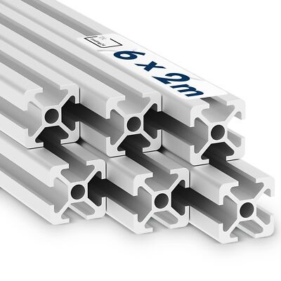 Alu Profil 6 Stück 20x20mm 2m System-, Montage-, Konstruktionsprofil Nut 6