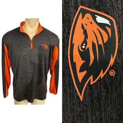 Colosseum Oregon Beavers Shirt Mens Large 1/4 Zip Mock Neck Athletic Long Sleeve