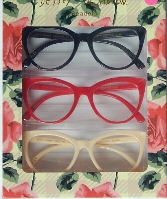 BETSEY JOHNSON 3 PACK PREMIUM READING GLASSES MULTI READERS +1.50+2.00+2.50 NEW 