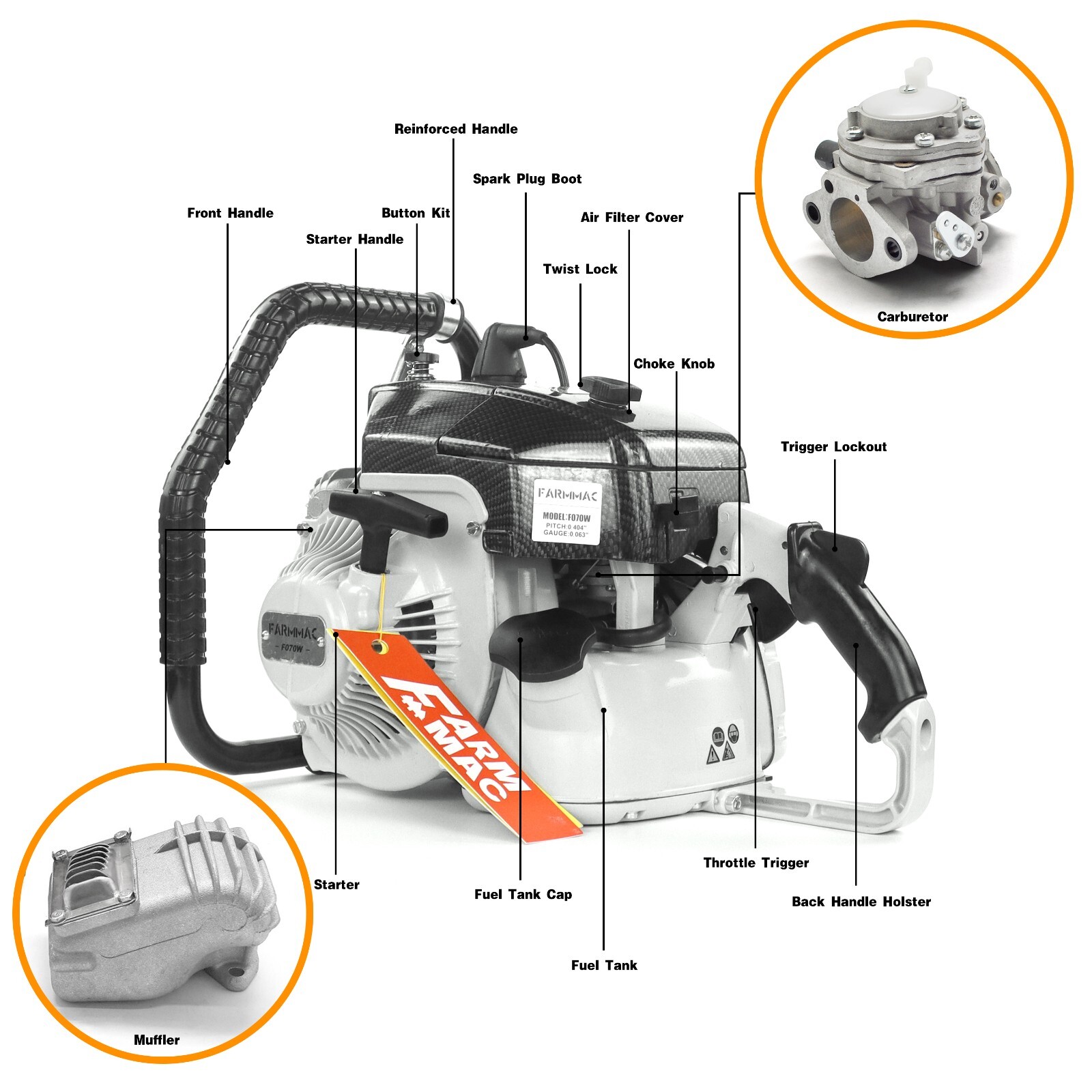 105cc Chainsaw Gas Power with 36'' Guide Bar & Chain Compatible with MS070 090