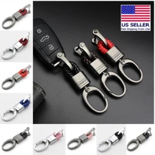 Hand Woven Horseshoe Buckle Car Keychain Keyring Auto Car Key Rings Holder Clip