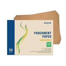 Dulytek 50-Sheet Pre-Cut Unbleached Parchment Paper, 10" x 7", Silicone-Coated