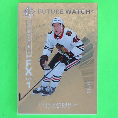 JOHN HAYDEN 2017 FUTURE WATCH SPECTRUM FX GOLD 32/50   #S60  Chicago BlackHawks